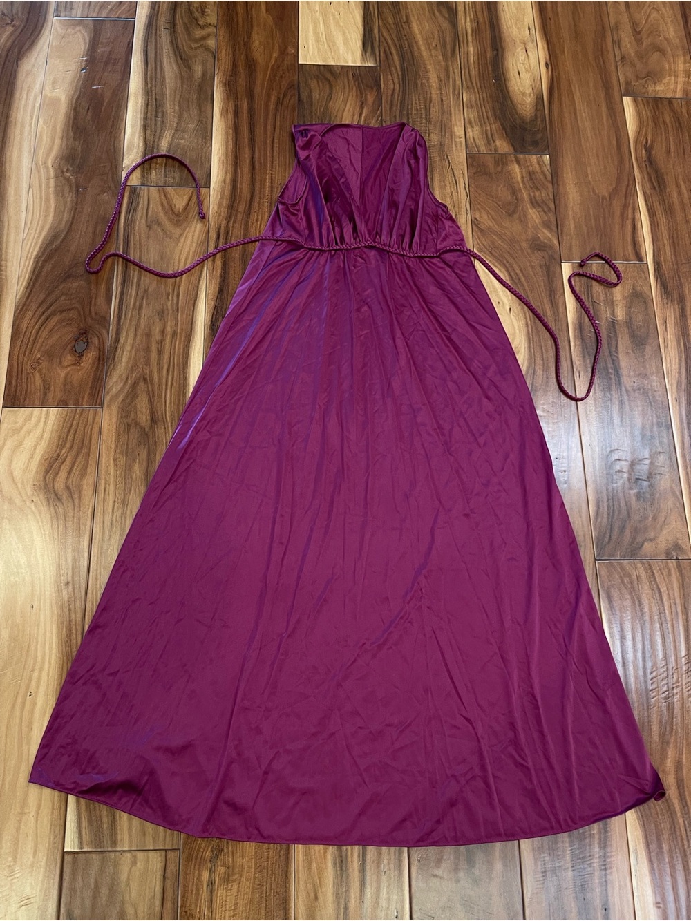 Vintage maxi lounge dress party dress V -neck magenta-purple size S fairy retro